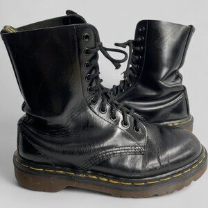 Dr. Martens Combat Boots Leather Black Made In England Women's Size 5